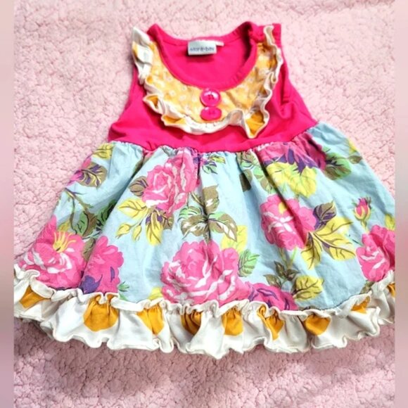 ADORA BAY FLORAL RUFFLE DRESS - Picture 1 of 5